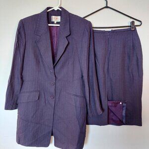 Braemar By Jeremy Scott Long Blazer/Dress Skirt Suit Set, Dark Purple Size 8/10